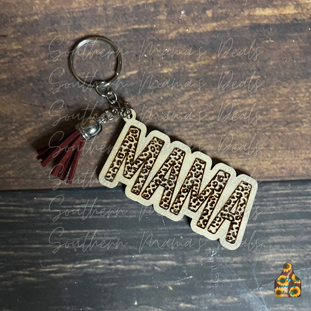 Leopard Print Mama Keychain