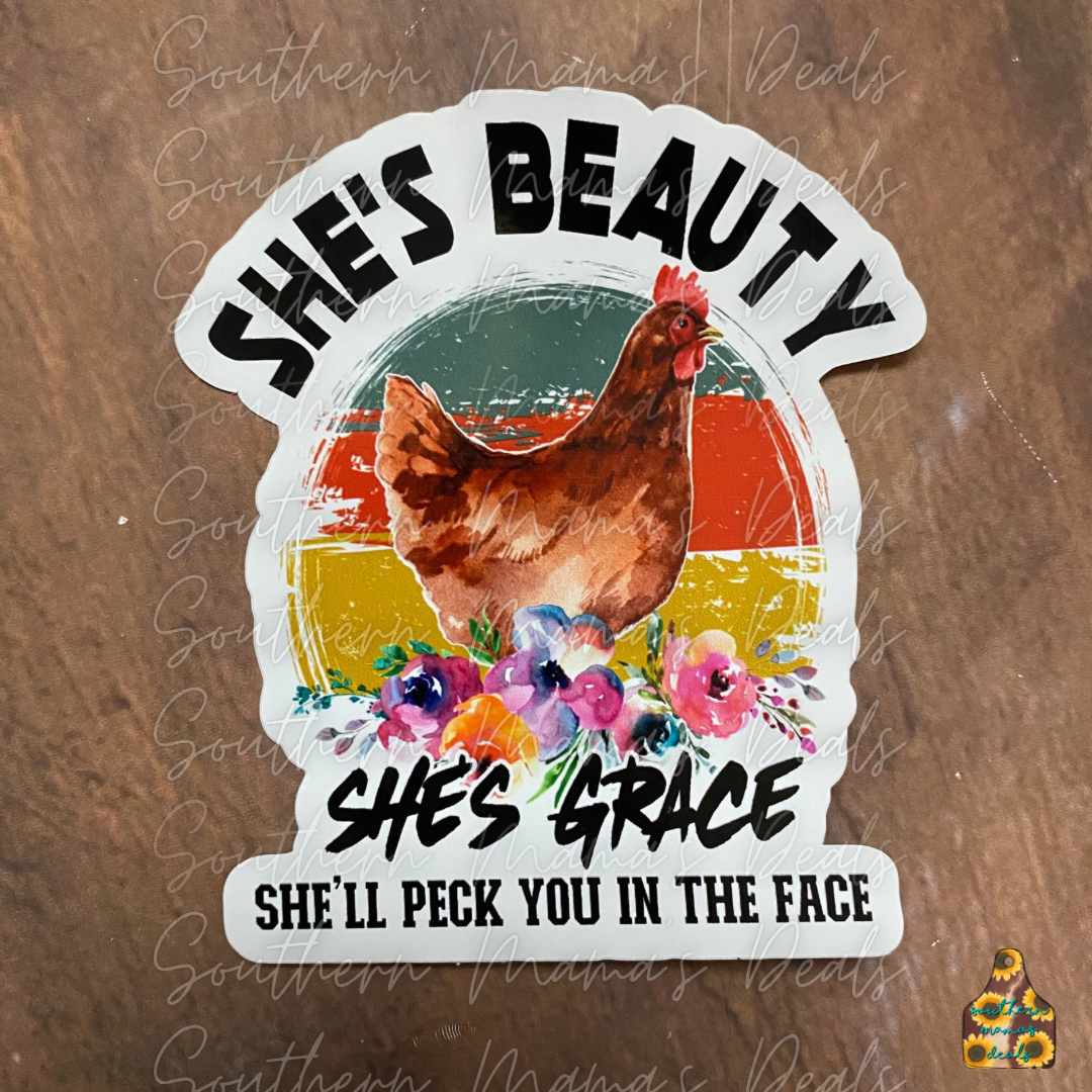 Chicken-She’s beauty Vinyl Sticker