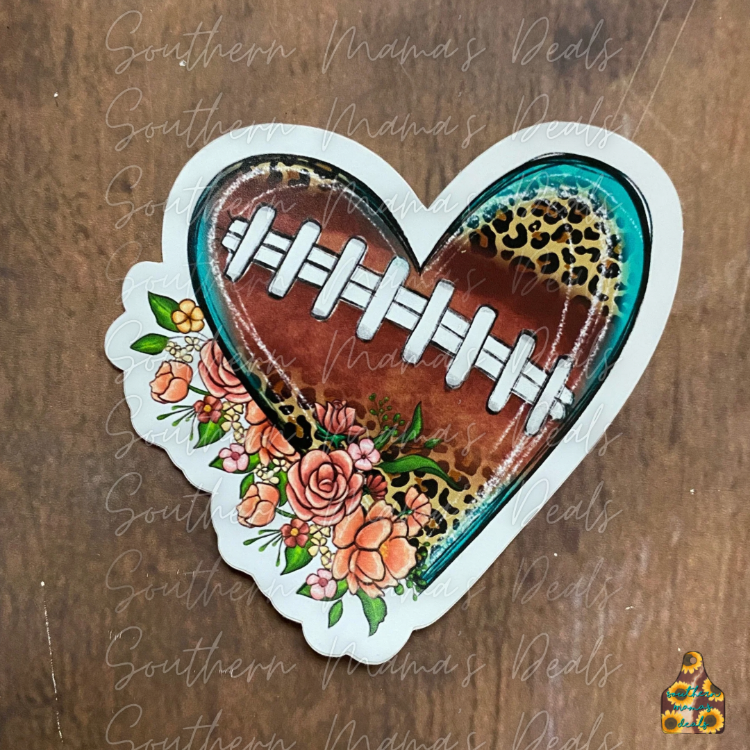 Football Heart Vinyl Sticker