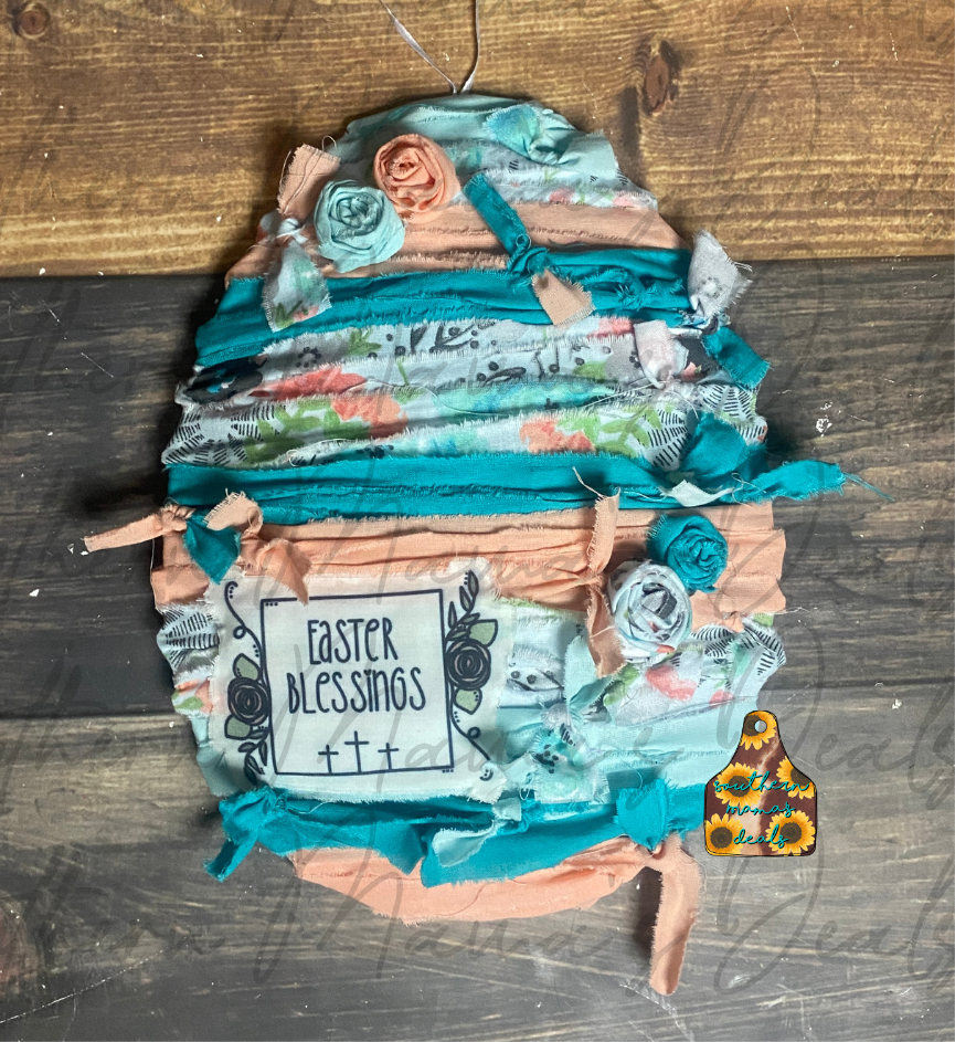 Light Blue Easter Blessings Door Hanger