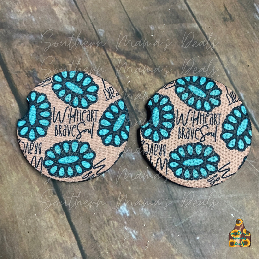 Wild Heart Brave Soul Car Coasters