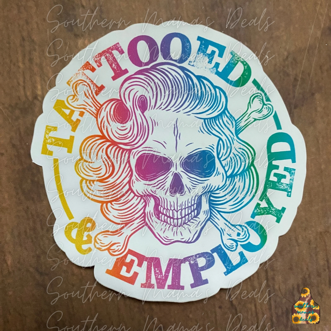 Tattooed/Employed Vinyl Sticker