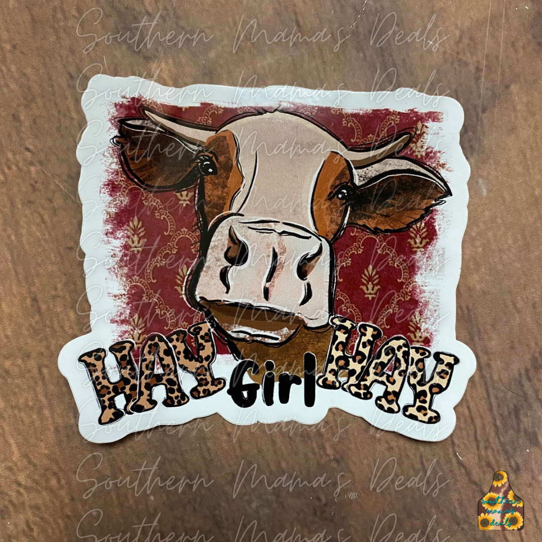 Cow hay girl Vinyl Sticker