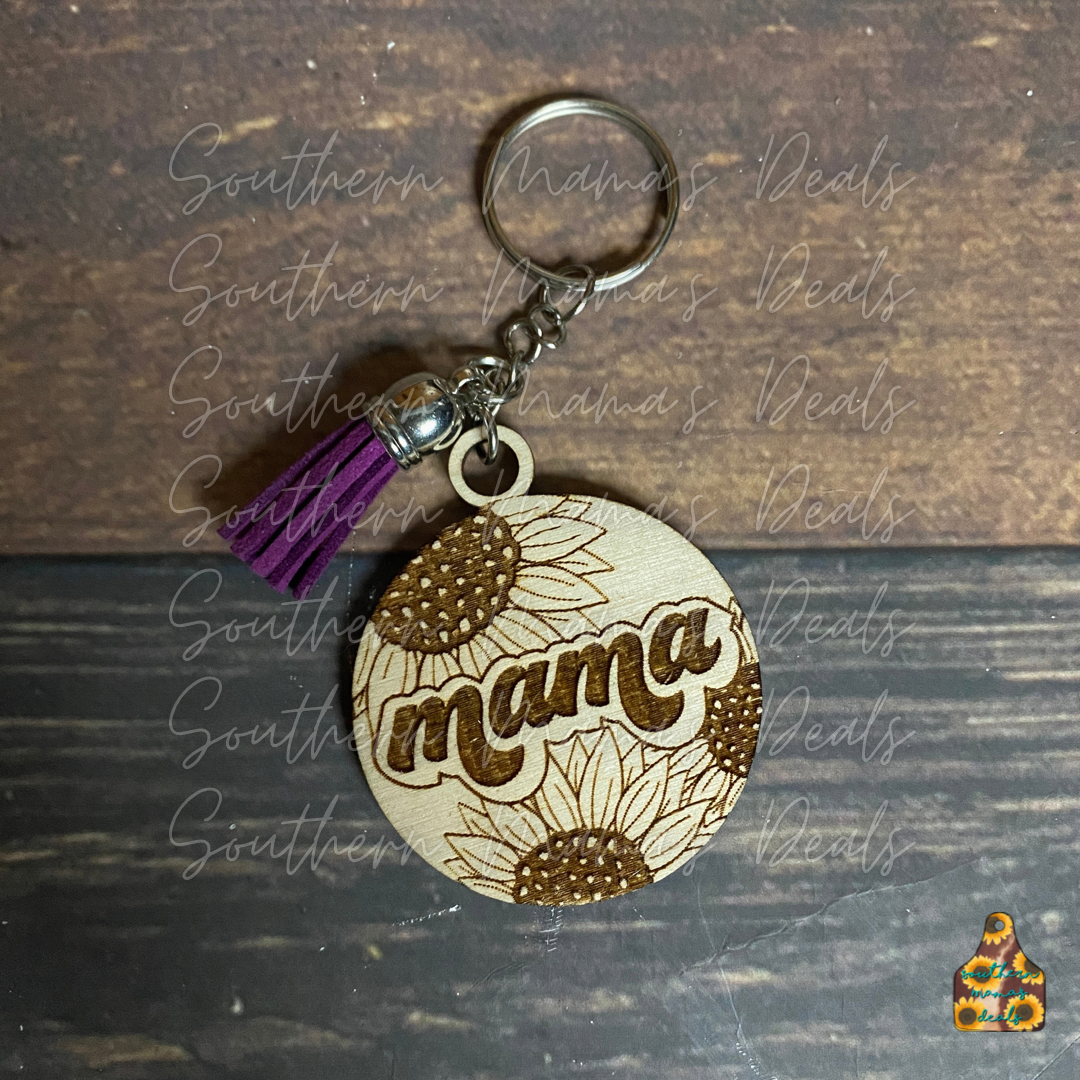 Sunflower Mama Keychain