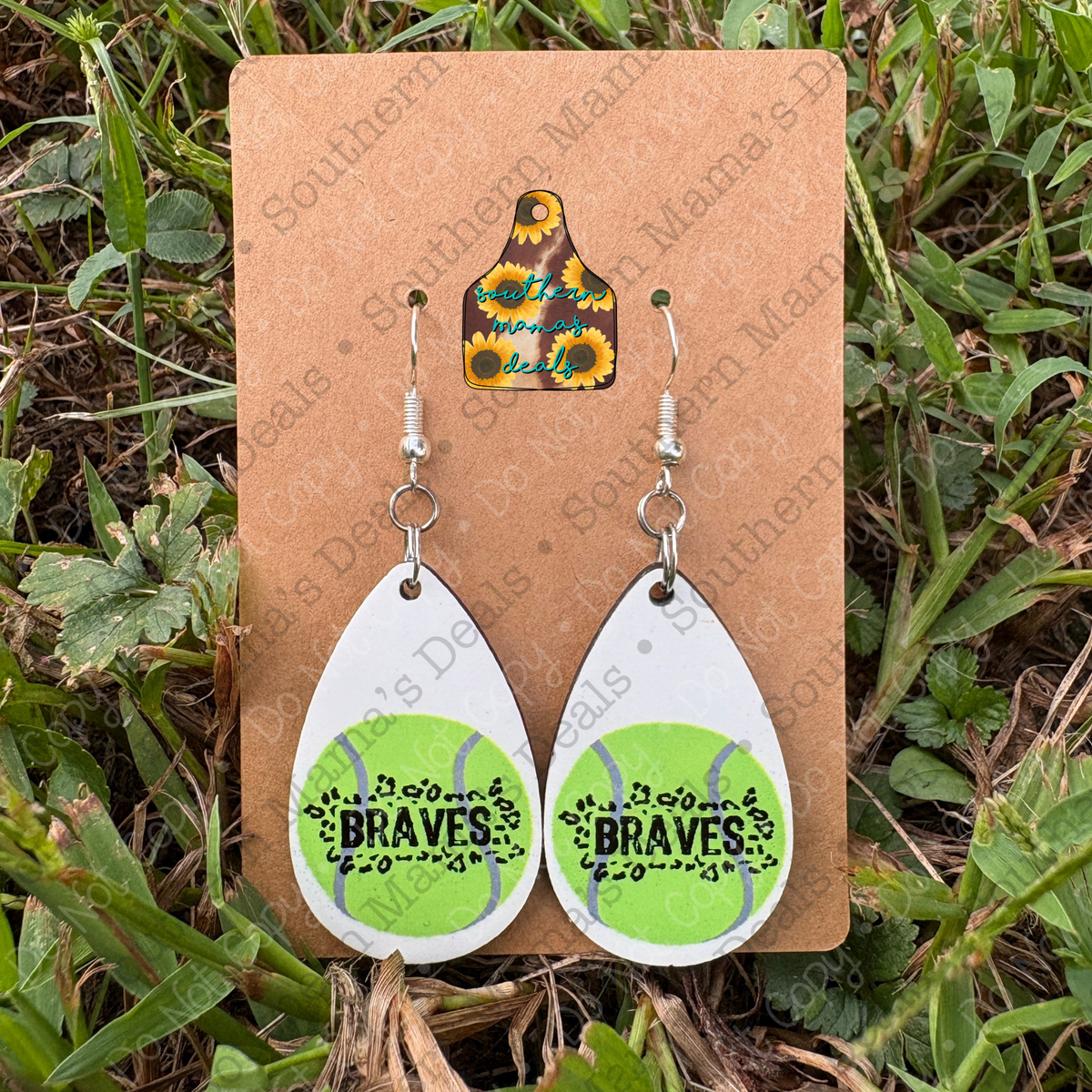 Braves Tennis Leopard Print Teardrop Hook Earrings