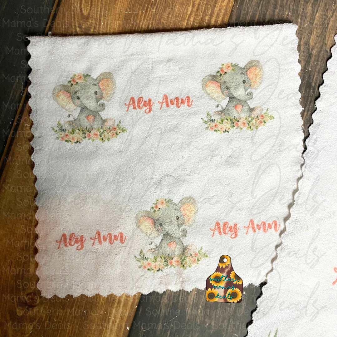 Custom Baby Girl Elephant Burp Rags