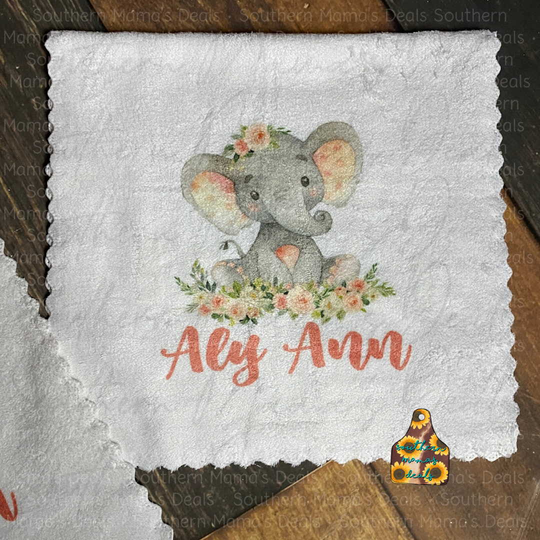 Custom Baby Girl Elephant Burp Rags
