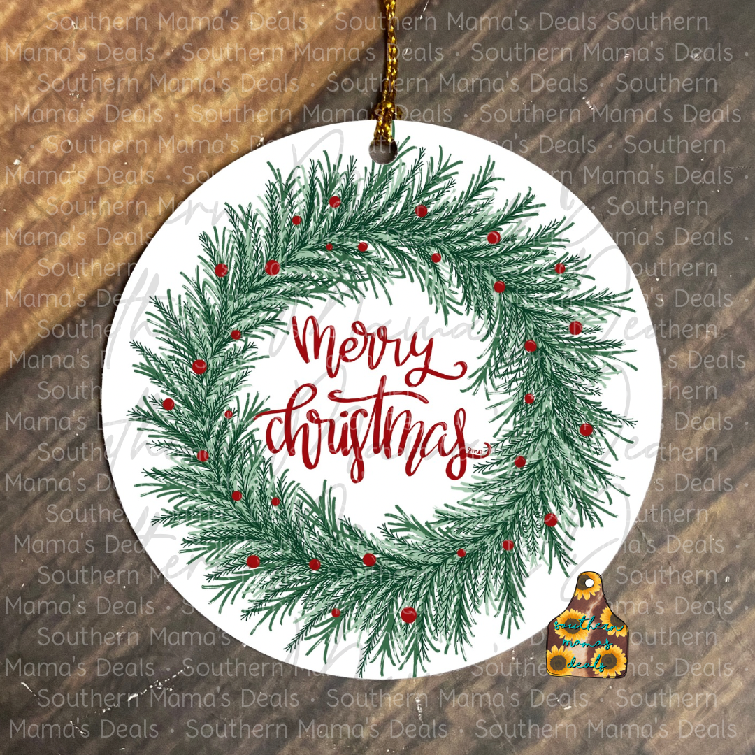 Merry Christmas Wreath Ornament