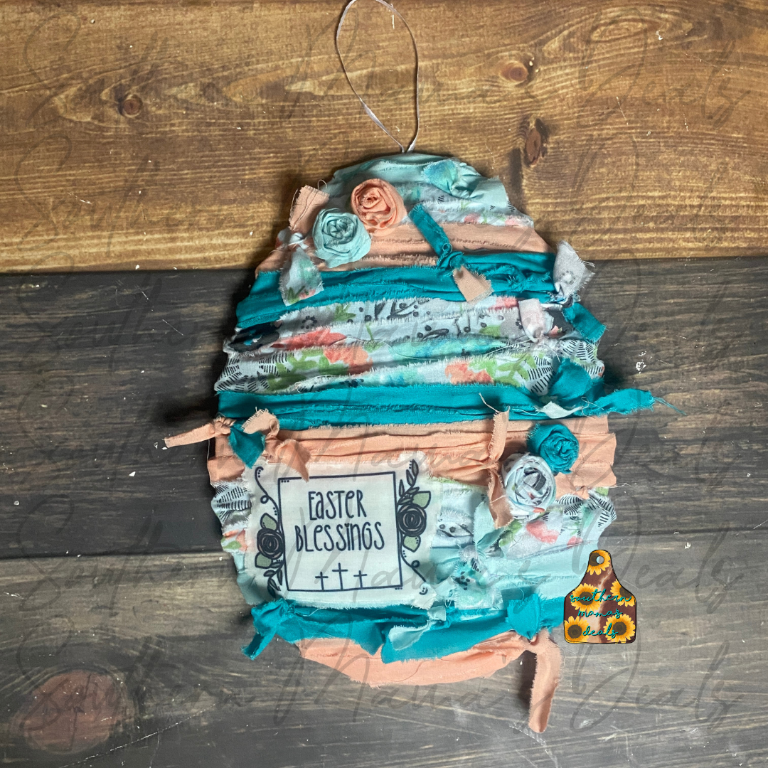 Light Blue Easter Blessings Door Hanger