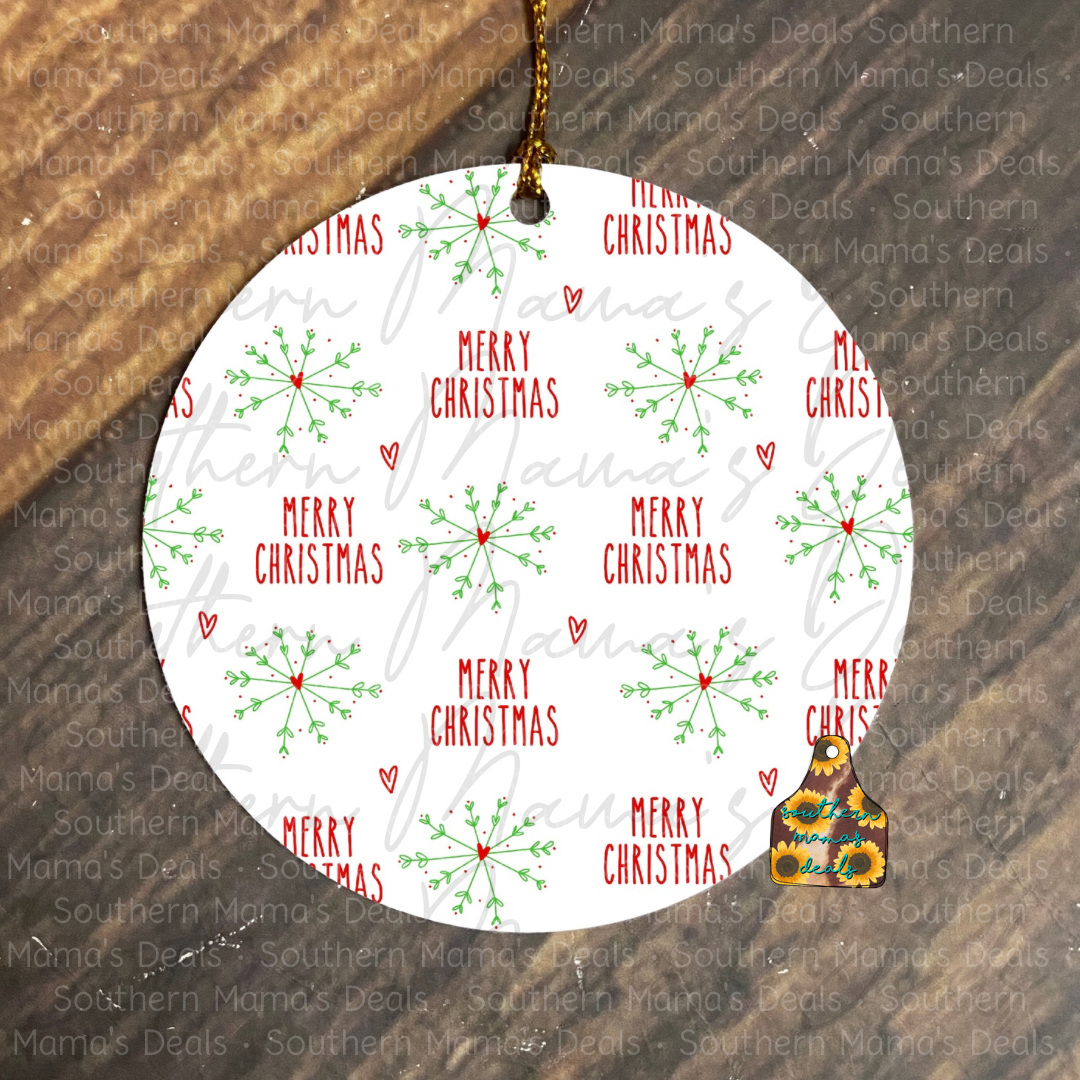 Merry Christmas Snowflakes Ornament