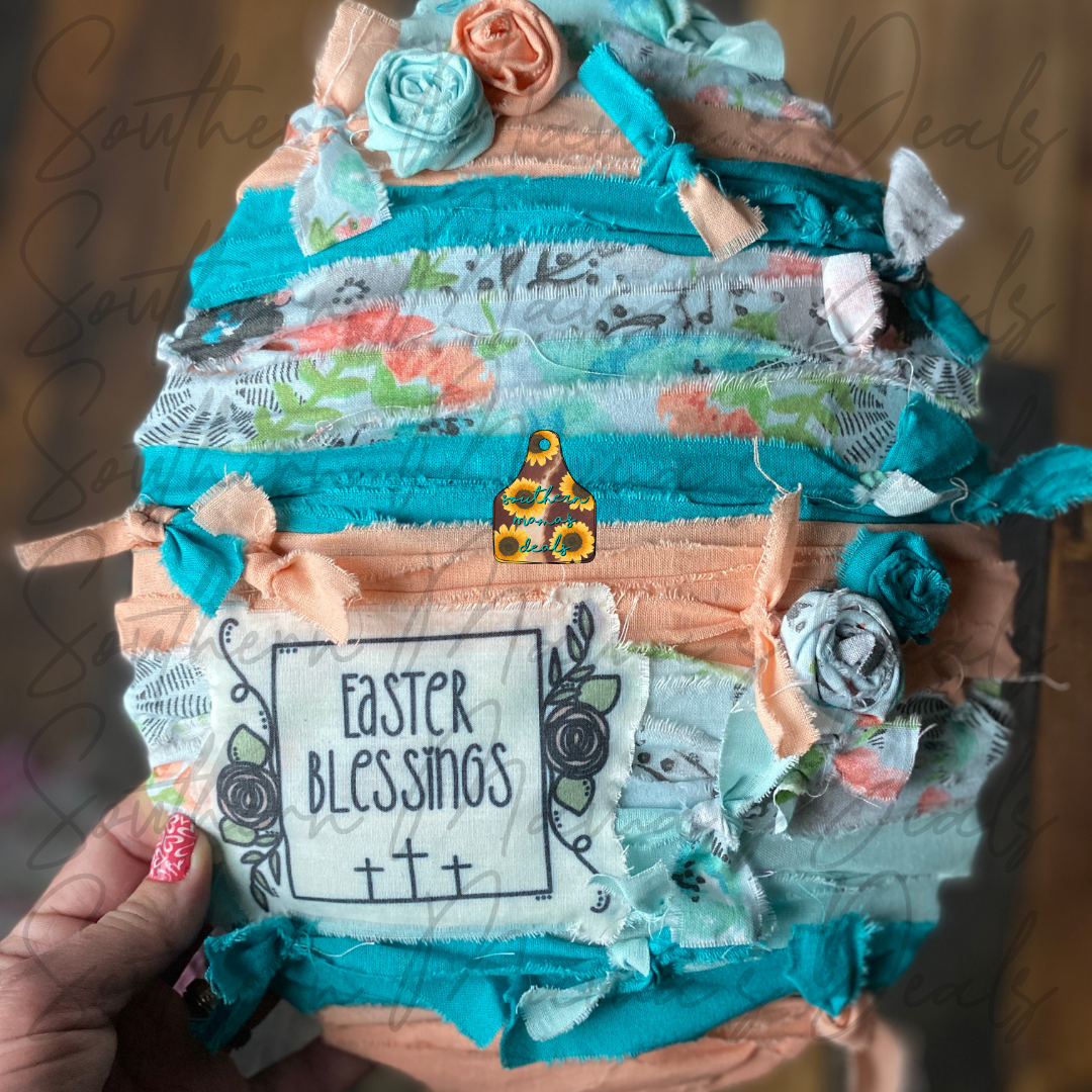 Light Blue Easter Blessings Door Hanger