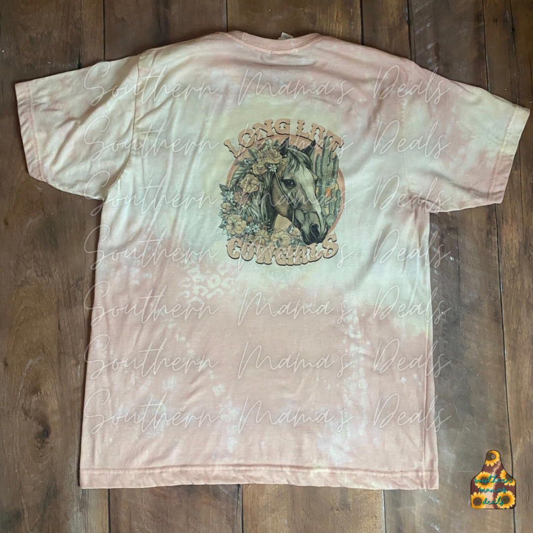 BEAUTIFUL MISTAKE-Cowgirls Horse Bleached L Tee