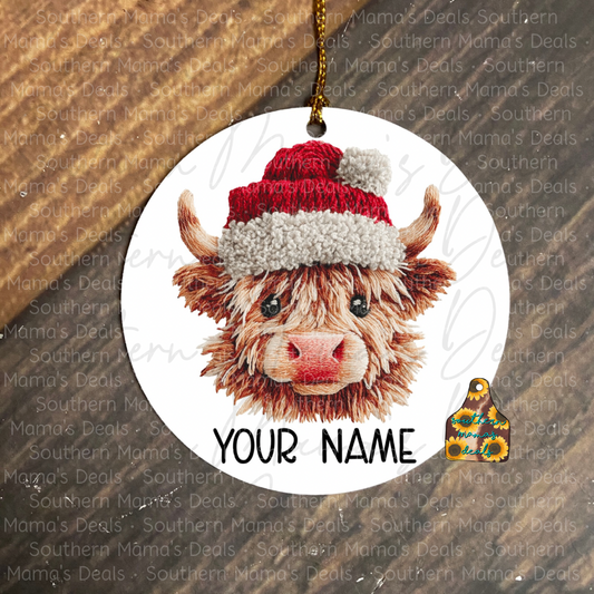 Personalized Highland Cow Ornament