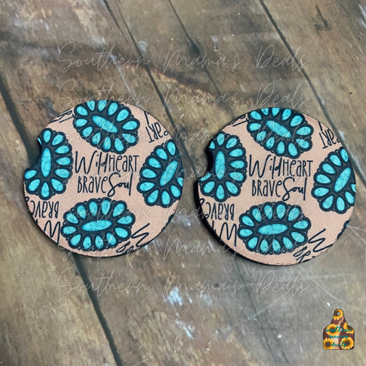 Wild Heart Brave Soul Car Coasters