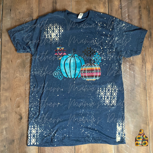 Fall Pumpkin Tribal Aztec Bleached L Tee