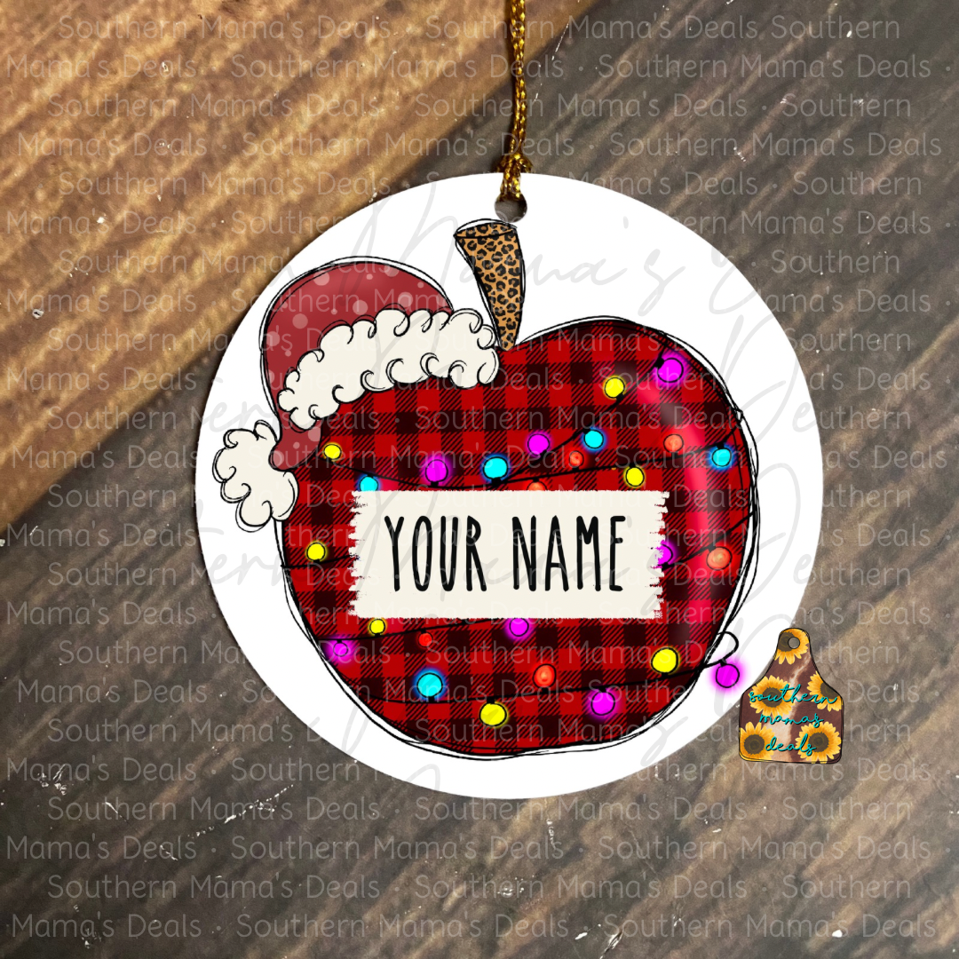Personalized Teacher Apple Ornament