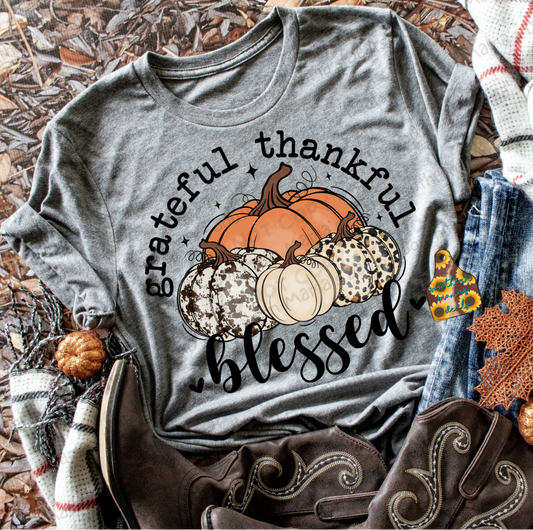 Grateful, Thankful, Blessed Pumpkin Tee