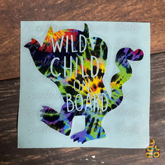 Wild Child On Board Tie Dye Car Decal