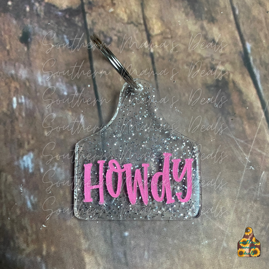 Acrylic Engraved Howdy Cowtag Keychain