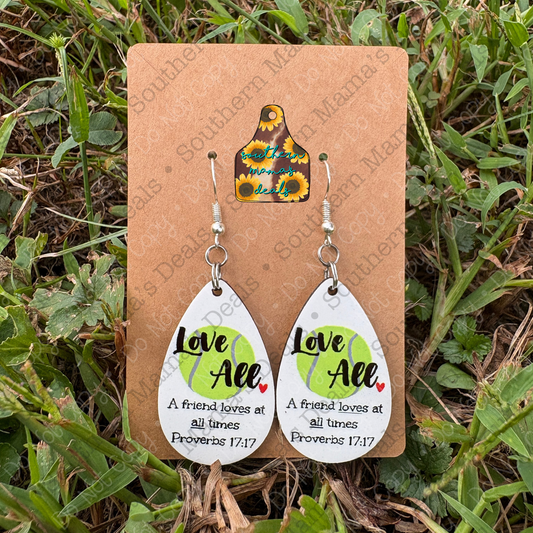 Braves Love All Tennis Teardrop Hook Earrings